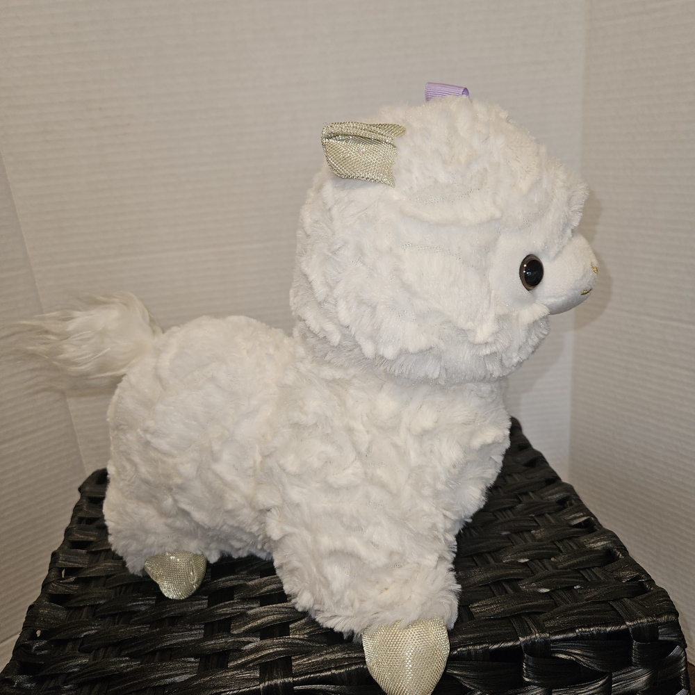 Snuggle Buddy White Plush Alpaca with Lavender Bow Heat & Hug Toy - Picture 3 of 4